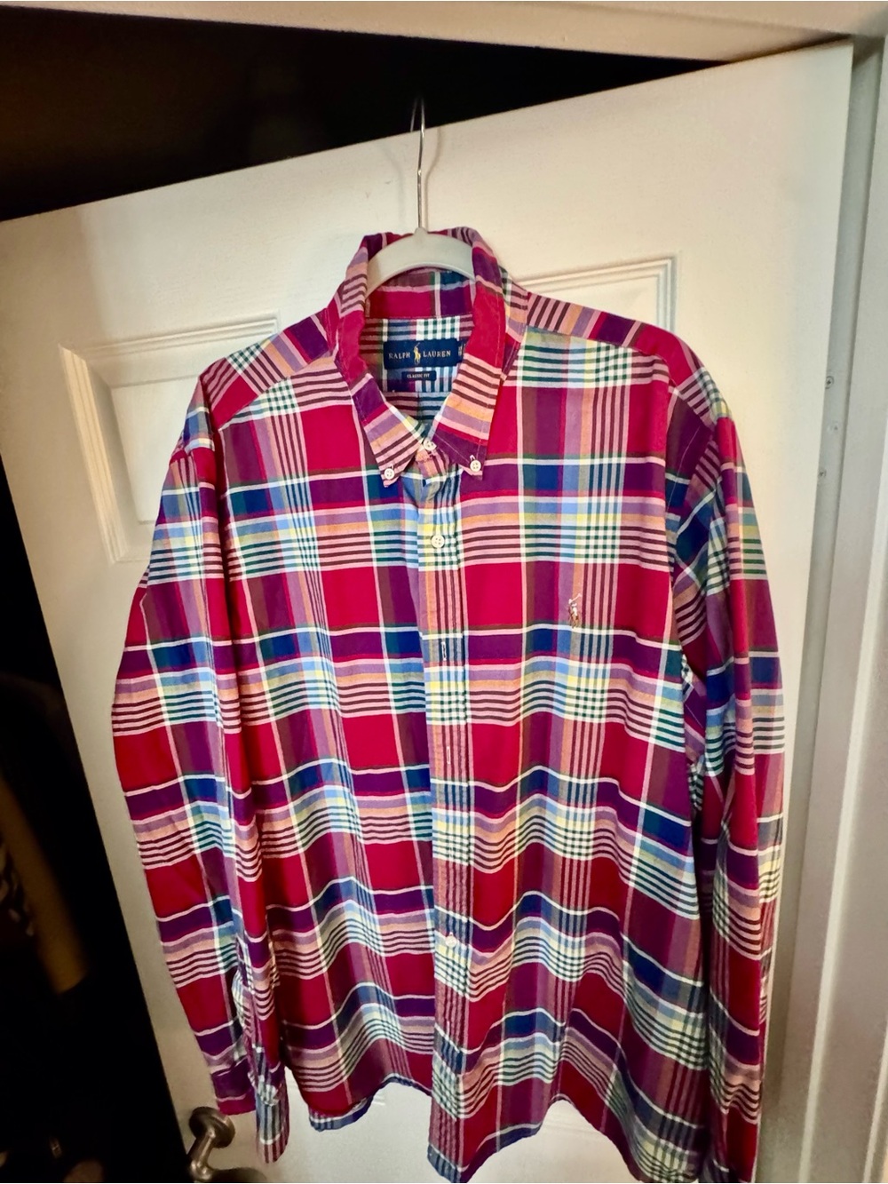 Polo by Ralph Lauren Men’s Pink and Blue Plaid Button-Down Shirt